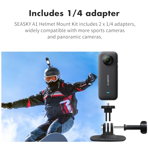 SEASKY A1 Flexible Adhesive Helmet Mount Genuine 3M for GoPro Hero13/12/11/10/9/8 DJI Action 5 Pro 4 3 2 OSMO360 Insta360 X5 X4 X3 Ace Pro 2 Sports Camera Accessories Flat Curved Surfaces