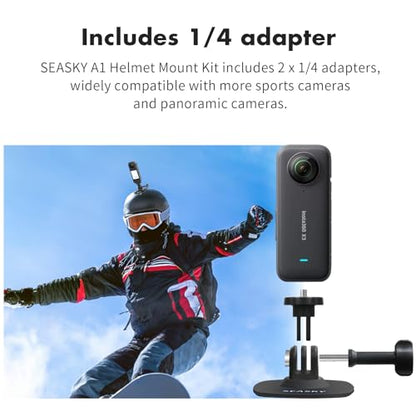 SEASKY A1 Flexible Adhesive Helmet Mount Genuine 3M for GoPro Hero13/12/11/10/9/8 DJI Action 5 Pro 4 3 2 OSMO360 Insta360 X5 X4 X3 Ace Pro 2 Sports Camera Accessories Flat Curved Surfaces