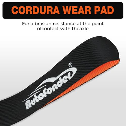 Heavy Duty 4 Pack Axle Tie Down Straps for Trailers-2" x 114" Car Hauler Straps with Snap Hooks-10,000 lbs Break Strength, 3300 lbs Capacity - DOT Certified Wheel Ratchet Tie Downs (Orange) - color: ProSeries Orange