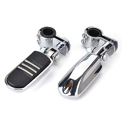 Motorcycle Highway Pegs, Crash Bar Foot Pegs for Harley Touring Electra Street Glide Road King Sportster, Kawasaki, 1"(25mm), 1 1/4"(32mm), 1 1/3"(34mm) Engine Guard Footrest, 1 Pair - color: Streamliner Style - Chrome