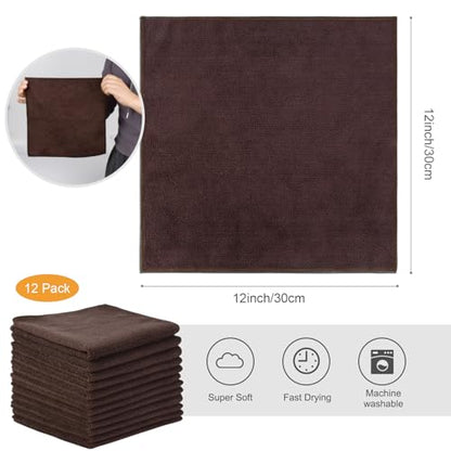 SINLAND Absorbent Microfiber Dish Cloth Kitchen No Streak Cleaning Cloth Dish Rags Lens Cloths 12 Inch X 12 Inch 12 Pack Dark Brown - color: Dark Brown
