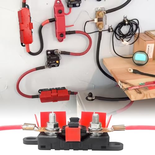 GLOSO Mega Fuse Holder with Cover M8 Stud 400 Amp Rating 3 Pack DMM - color: 3 Red Fuse Holder, size: Fuse Holder