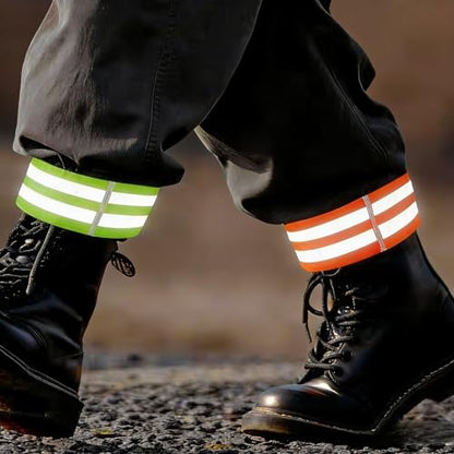 2 Pcs Reflective Pant Bands, High Visibility Elastic Leg Straps for Cycling, Night Running, Safety