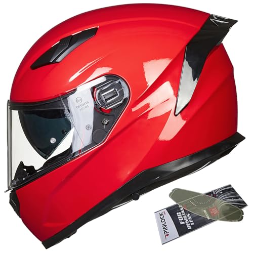 ILM Motorcycle Helmets Full Face with Anti-Fog Pinlock for Cascos para Motos Snowmobile Mens Women Heated Shield Compatible DOT Model 129 - color: Red, size: Small