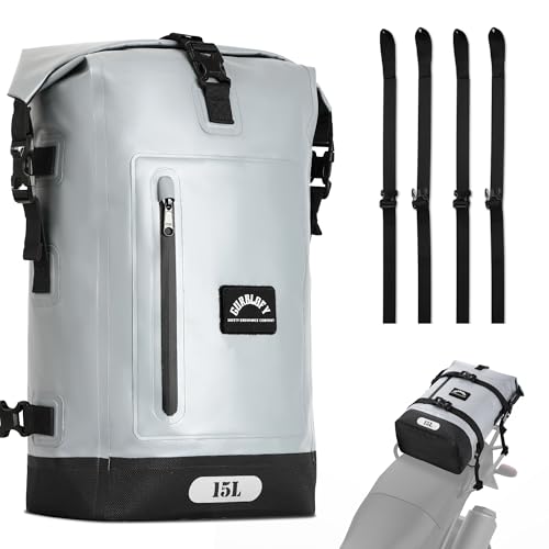 Motorcycle Tail Bag, 15L Waterproof Motorcycle Saddle Bag, 2 Size and 3 Color Options Luggage Bag, PVC Travel Bag, Rear Seat Bag, Stone Grey GT-15GRY - color: Stone Grey, size: 15L