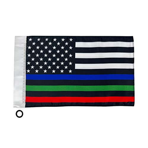Motorcycle Flag,Thin Blue Red Green Line American Flag,Double Sided Double Stitched Motorcycle Flag 7x10 - color: blue/green