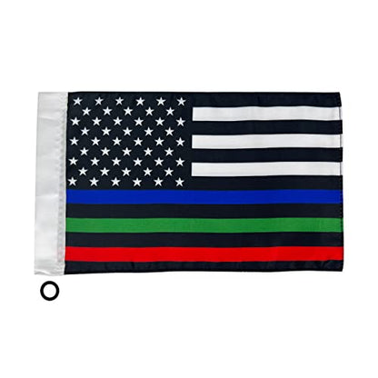Motorcycle Flag,Thin Blue Red Green Line American Flag,Double Sided Double Stitched Motorcycle Flag 7x10 - color: blue/green