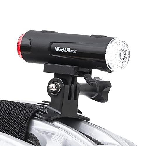 2in 1 Rechargeable Helmet Light with Bracket Mount Night Bike Light Riding Safety 5 Warning Light Modes IP66 Waterproof Bicycle Light, 360° Rotatable Front Rear Lights, Mountain Bike Headlight