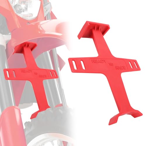 Universal Motorcycle Fork Guard Suspension Support Brace Transportation Tool Tie Down Seal Saver Protection Plastic for Dirt Bike Motocross Accessories Red - color: red