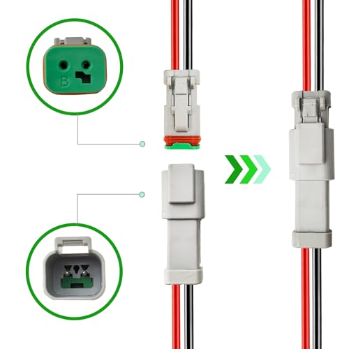 14 AWG 2 Pin DT Connector, 2 Wire Automotive Waterproof Electrical Connectors, 14 Gauge Male and Female Quick Connect Harness for Car Truck Boat -4 Pack - style: 2 Pin