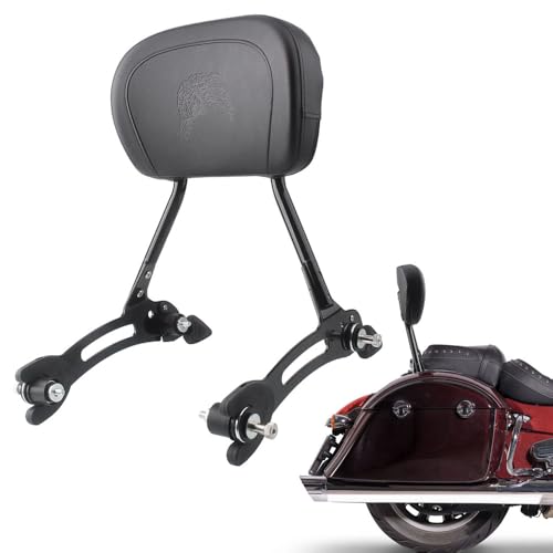 Rear Sissy Bar Detachable Passenger Backrest Pad w/Quick Release Spool Mounting Kit Fits for Indian Roadmaster Challenger Pursuit Chieftain Springfield Vintage 2014-2026,Black