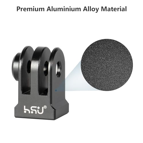 HSU Aluminum Alloy GoPro Tripod Mount Adapter for GoPro Hero 13/12/11/10/9/8/7/6, Mini 1/4-20 Metal Monopod Mount for AKASO Campark and Other Action Cameras (Black)