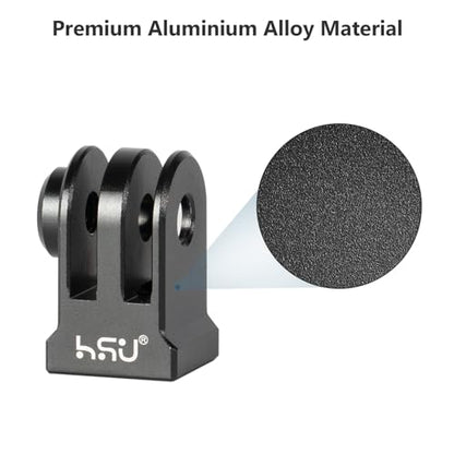 HSU Aluminum Alloy GoPro Tripod Mount Adapter for GoPro Hero 13/12/11/10/9/8/7/6, Mini 1/4-20 Metal Monopod Mount for AKASO Campark and Other Action Cameras (Black)