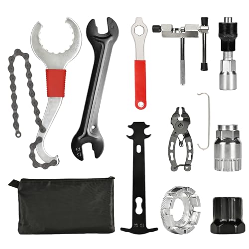 Bike Tool Kit, Professional Bike Repair Tools for Mountain Bike with 3-in-1 Cassette Remover Wrench Crank Puller Extractor Bottom Bracket Freewheel Remover Chain Breaker - color: 10 Pcs