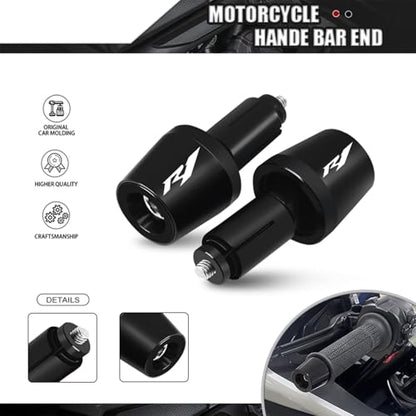 MFGZD R1 Motorcycle Bar End Plugs, CNC Aluminum Alloy Black Handlebar End Plugs Compatible With Yamaha YZF-R1 R1 - size: For R1 Black