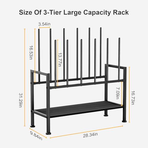 DIMJ Free Standing Shoe Racks - 3-Tier Boot Rack, Black Metal Storage Organizer for Tall Boots, Sneakers, Closet Organizer, Multiuse Shoe Rack, Fits 6 Pairs - size: 1 Pack - 3-Tier