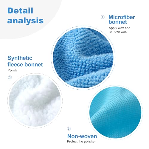 S SATC 20 PCS Car Orbital Buffer Pads Bonnet 7-8 Inch Microfiber Polishing Bonnet Buffing Pad for Car Polishing, Cleaning, Waxing - size: 7-8 Inch