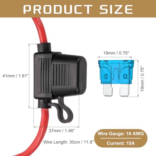 DMiotech Inline Fuse Holder DC 32V 16 AWG Waterproof Blade Fuse Holder 15A for Automotive, Marine, Truck, Motorcycle Blue - style: 15A
