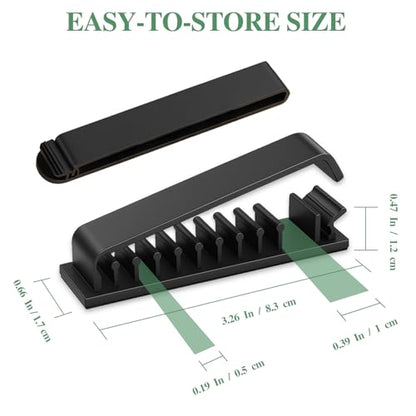 4-Pack Cable Clips Cord Organizer – Self-Adhesive 10-Slot Wire Holders for Desk, Car, and Home Cable Management (Black)