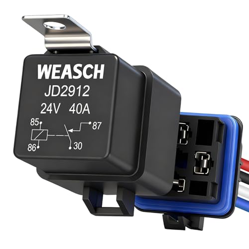 Waterproof Relay Kit, 24V 40A, 4 Pin SPST, Heavy Duty 14 AWG Tinned Copper Wires Automotive Relay and Harness Set for Automotive Car Marine Boat - size: 24V 4Pin