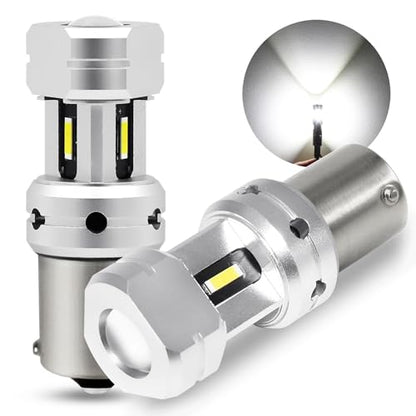PHINLION 1156 LED Reverse Bulbs White, 3600 Lumens 700% Super Bright P21W BA15S 7506 1141 LED Backup Light Replacement with Projector for Car Truck RV Lawn Mower Tractor, Pack of 2 - color: White
