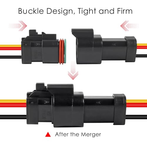 5Pcs 3 Pin DT Connector Car Electric Plug Connector Wire Harness Auto Waterproof Male Female Automotive Electrical Connector Auto Plug with 3 Wire for Car Truck Boat - size: 5pcs 3 pin DT