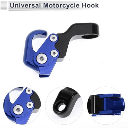 Adjustable Universal Motorcycle Hanging Hook Slope Handle with Hook Motorcycle Helmet Luggage Bag Holder Hanger Aluminum Alloy Blue with 1 Pcs Screw - color: Blue