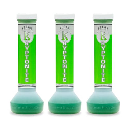 KLEAR Kryptonite Multipurpose Glass Cleaner 3-Pack | Powerful 5 in 1 Cleaning Combo | Glass Friendly & Alcohol-Free Glass Cleaner| Coat, Relax, Rinse| 9 oz (Pack of 3) - style: Pack of 3