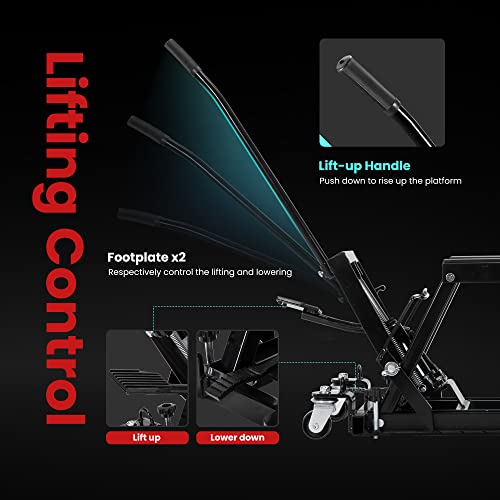 VIVOHOME 1500 LBS Hydraulic Motorcycle Lift Jack, Heavy-Duty Steel ATV Lift Stand with Wheels & Handle, for Motorcycles, Dirt Bikes, ATVs (Black) - color: Black