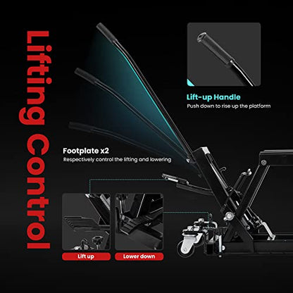 VIVOHOME 1500 LBS Hydraulic Motorcycle Lift Jack, Heavy-Duty Steel ATV Lift Stand with Wheels & Handle, for Motorcycles, Dirt Bikes, ATVs (Black) - color: Black
