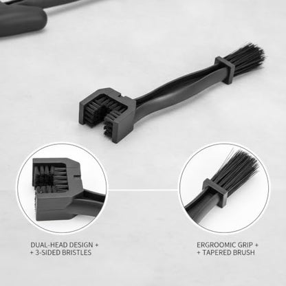 Double-Headed Bike Chain Cleaning Brush for Bicycle & Motorcycle Drivetrain Maintenance, Durable PP Plastic Scrubber for Grease Removal - color: Black