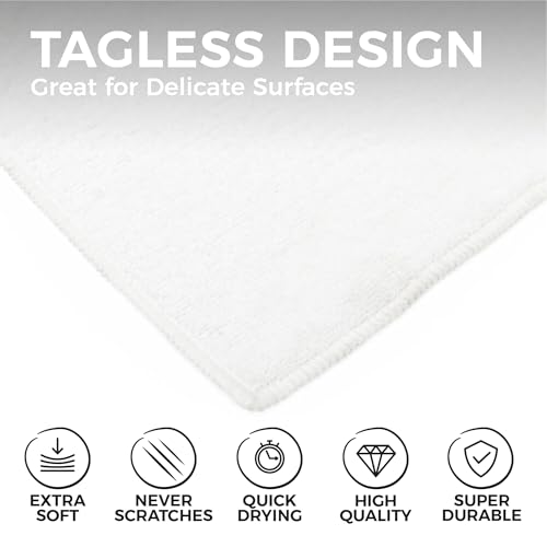 The Rag Company - All-Purpose Microfiber Terry Cleaning Towels - Commercial Grade, Highly Absorbent, Lint-Free, Streak-Free, Kitchens, Bathrooms, Offices, 300gsm, 16in x 16in, White (12-Pack) - color: White, size: 16in x 16in