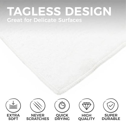 The Rag Company - All-Purpose Microfiber Terry Cleaning Towels - Commercial Grade, Highly Absorbent, Lint-Free, Streak-Free, Kitchens, Bathrooms, Offices, 300gsm, 16in x 16in, White (12-Pack) - color: White, size: 16in x 16in