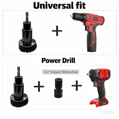 Wheel Hub Cleaning Kit for Power Drill - Includes 1 Adapter and 5 Grinding Pads for Rust Removal on Lug Studs and Brake Rotors