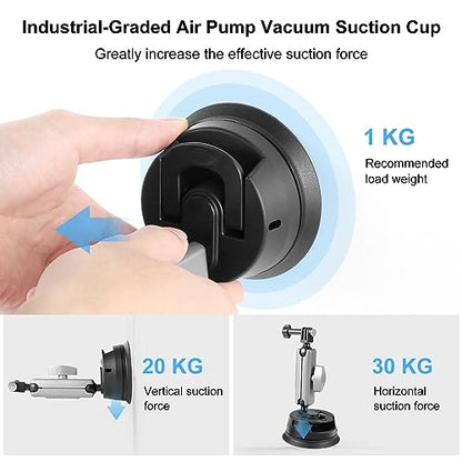 PULUZ Car Suction Cup Mount 360° Rotation Windshield & Window Camera Bracket for GoPro Hero 11 10 9 8 7 Insta360 X3 DJI Action Camera Accessories with Phone Holder with 1/4 Thread - size: 9cm/3.5inch Suction Cup-Upgrade