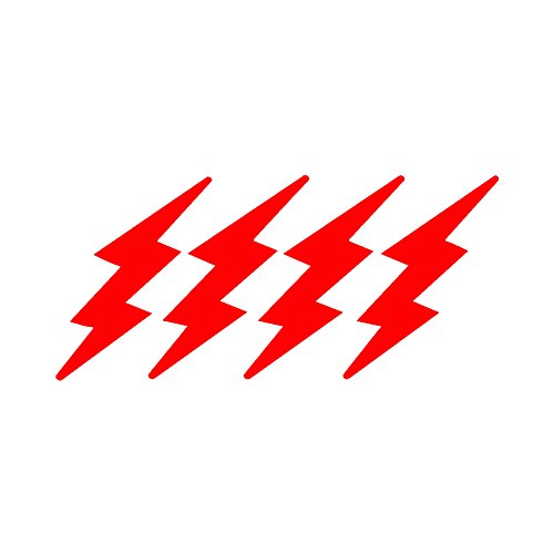 StickerDad Lightning Bolts Pack of 4 for Helmet, Windows, Walls, Bumpers, Laptop, Lockers (Red, 3 Inches) - color: Red