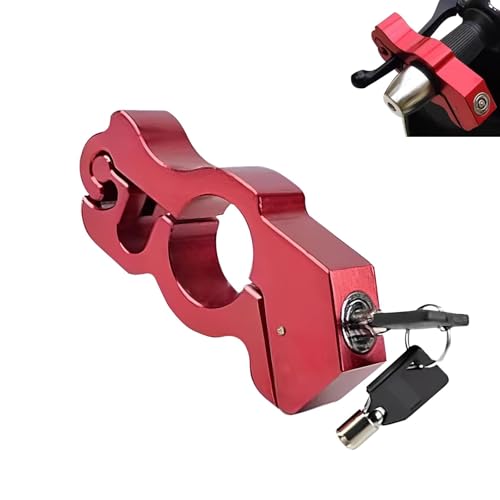 Motorcycle Handlebar Lock, Anti-theft Motorcycle Throttle Lock, Adjustable Brake Handlebar Locking Device, Universal Security Devices for Bicycle Scooter Moped ATV Tricycle (Red) - color: Red