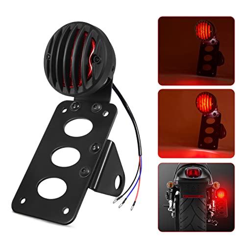 Amazicha 3/4" Motorcycle LED Tail Brake Light with Bracket, IP67 Waterproof Motorcycle Side Mount License Plate Rear Light Compatible for Harley Sporster Bobber Chopper Yamaha Suzuki Honda Kawasaki - size: 0.75inch, style: Flat