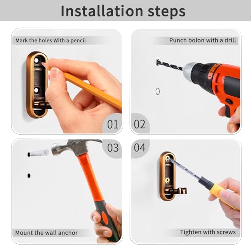2PCS Foldable Wall Hooks, Flip Down Design with 40 lbs Heavy-Duty Capacity, Retractable Wall Hooks for Bathroom, Bedroom & Entryway Space Saving (Bronze) - color: Bronze, size: 2 Hooks