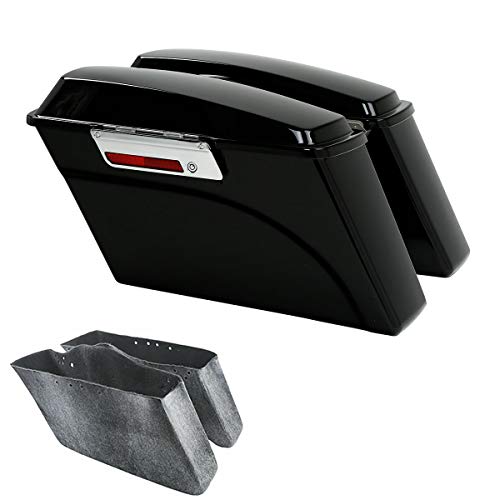 TCMT Hard Saddle bags Trunk w/Lid Latch Key & Liners Carpet Insert Fits For Harley HD Touring CVO Road Glide Road King Street Glide Electra Glide Ultra Classic 1994-2013 - color: Vivid Balck Chrome Latches#A
