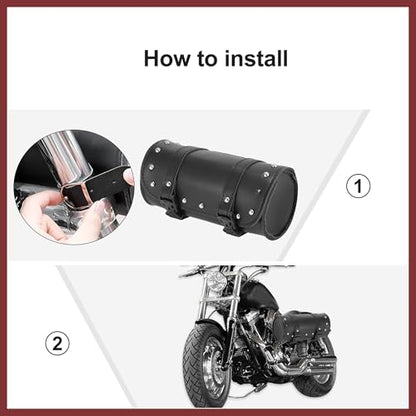Universal Motorcycle Fork Handlebar Tool Bag Cycling Storage Pouch Bag Waterproof Faux Leather Black Replace Parts