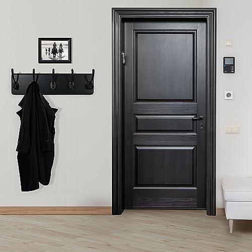 WEBI Coat Rack Wall Mount,Coat Hanger Wall,16" Hole to Hole,Coat Hooks Wall Mounted,Hook Rack,5 Hooks for Hanging Coats,Hats,Jacket,Clothes,Entryway,Black - color: Black Wood/Black Hook, size: 17.3 Inch-5 Hooks