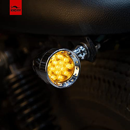 Motorcycle Turn Signals LED Bullet Front Rear Indicator Lights Universal Compatible for Harley Davidson Cruiser Iron Softail Street Bike Honda Shadow Yamaha Chopper Bobber Cafe Racer(Chrome/Amber-B) - color: Chrome/Amber-B