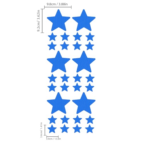 30pcs Star Vinyl Decal for Cars, High Intensity Reflective DIY Stickers for Window Bumper Mirror Laptop Decals Waterproof Night Safety Sign Car Stickers (Blue) - color: Blue