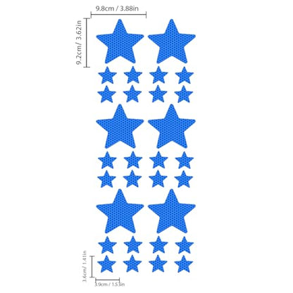 30pcs Star Vinyl Decal for Cars, High Intensity Reflective DIY Stickers for Window Bumper Mirror Laptop Decals Waterproof Night Safety Sign Car Stickers (Blue) - color: Blue