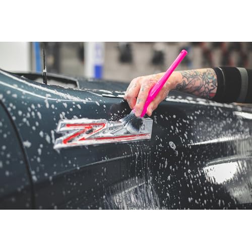 Detail Factory - Synthetic Detailing Brush Set - Ultra-Soft Interior Car Cleaning Brushes for, Screens, Emblems, & Tight Spaces - Pink - color: Pink