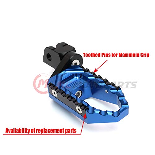 MC MOTOPARTS Blue Front Wide Touring 25mm Extended Footpegs Compatible with MT-07 MT-09 Tracer 13-18 YZF R3 15-18 MT-10 - color: Blue, size: 25mm Extension