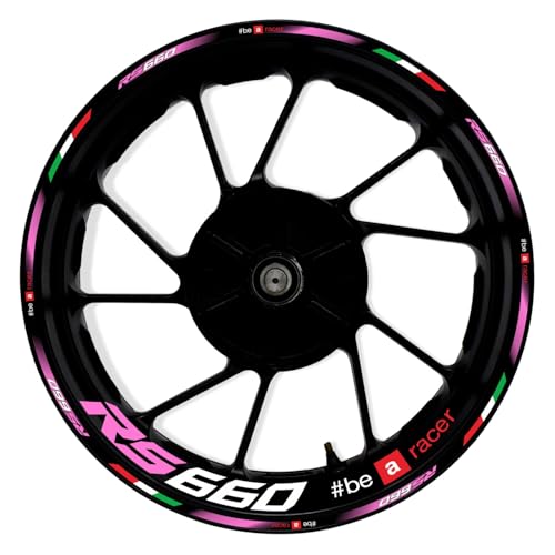 Awonderful 17"Wheel Rim Stickers For Aprilia RS660 2020-2023,Rose Red | Reflective Vinyl Wheel Stripe Kit. Waterproof, Self-Adhesive Decals, Decorate Motorcycle Wheel Rims, Easy to Paste - color: Rose Red