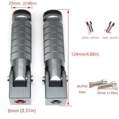 Titanium Motorcycle Bicycle Folding Foot Pegs 90 Degree Foldable Electric Motorbike Ebike For Super73 S2/ZX/RX/R/S Passenger Footrests Rearsets Rear Set Footpegs foot Rest Pedals M8 Install Bolts - color: Titanium-Foldable