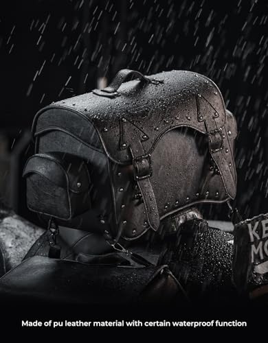 KEMIMOTO Motorcycle Luggage Bag 30L Leather Tail Bag Upgrade Waterproof Travel Foldable Rear Rack Pannier with Straps